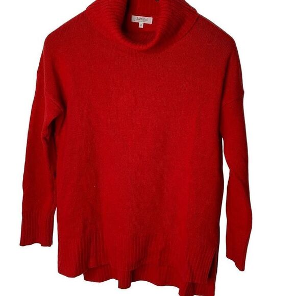 Bartolini Turtleneck Sweater Wool Blend Red High Low Slit size small - Picture 1 of 5